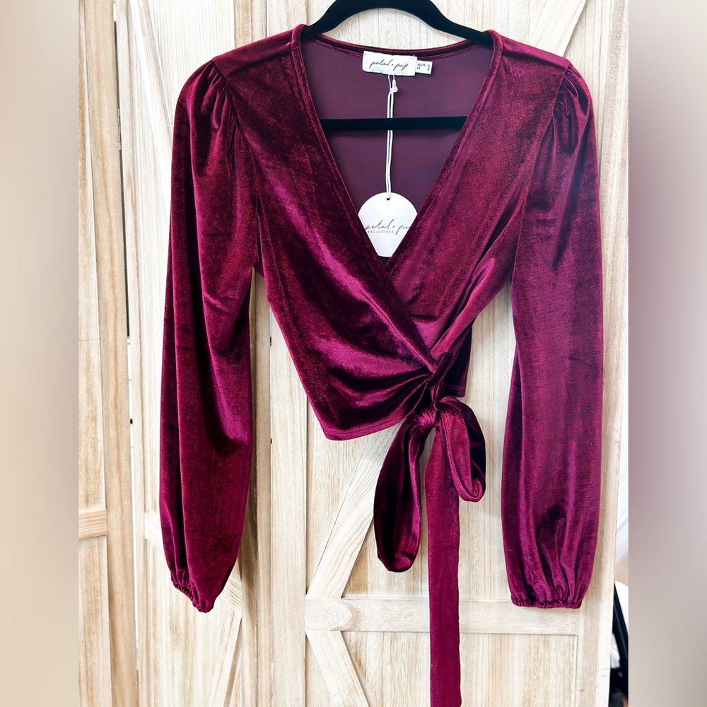 Petal and Pup Velvet Wrap Shirt